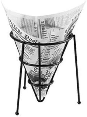 G.E.T. 4-T3000 White Newspaper Theme Cone Basket Liner / Deli Wrap Paper Pape...