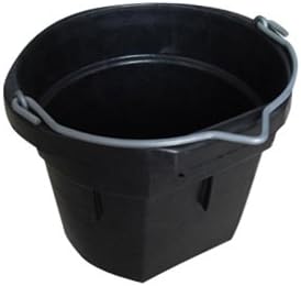 8 Quart Black Rubber Flat Back Sided Utility Bucket Pail - Pack of (3)