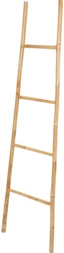 Handcrafted Bamboo 4 tier Towel Ladder Rack for Bathroom Storage Blanket Clot...