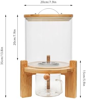 7.5L/5L Grain Storage Tank Dispenser with Base+Valve+Cup Glass Rice Cereal Be...
