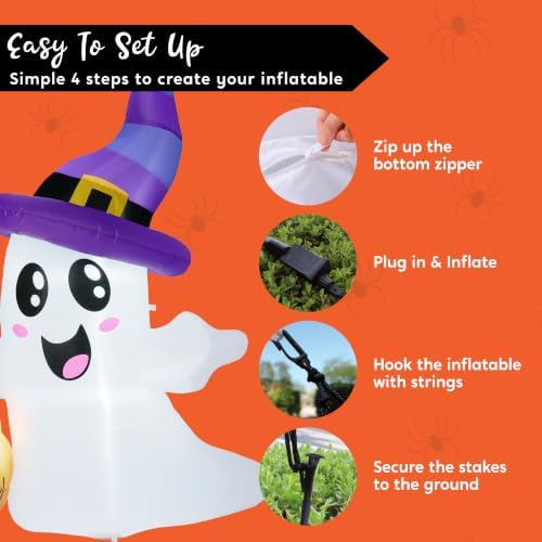 JOYIN Halloween Inflatables Ghost Outdoor Decorations, Cute Blow Up Ghost Hol...