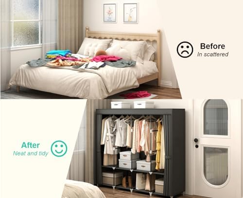 67" Portable Wardrobe Closet for Hanging Clothes Large Capacity for Bedroom
