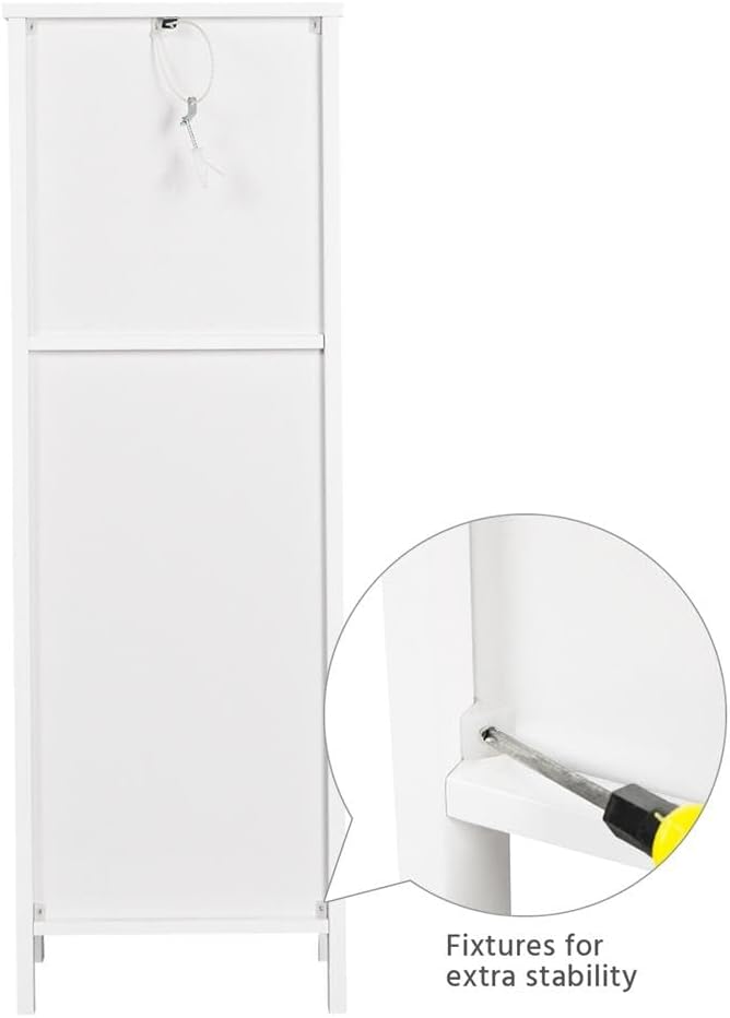 Yaheetech Small Bathroom Storage Cabinet with 2 Drawers & Open Shelf, White