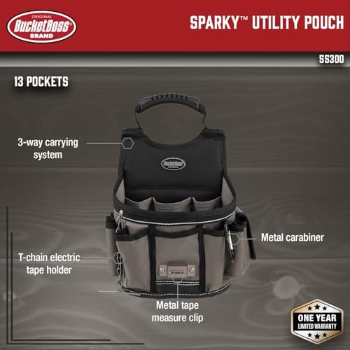 Bucket Boss - Sparky Utility Pouch, Pouches - Professional Series (55300), Gray