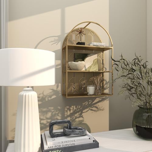CosmoLiving by Cosmopolitan Metal Geometric Rounded 3 Level Wall Shelf with A...