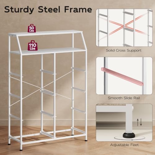 WLIVE Cream Boucle 8-Drawer Fabric Dresser Storage Tower Bedroom