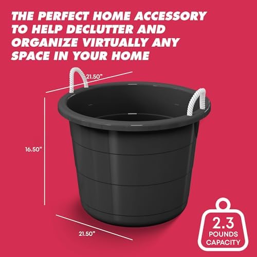 Life Story 8 Pack Flexible Plastic Storage Bucket Container, 17 Gal, Black