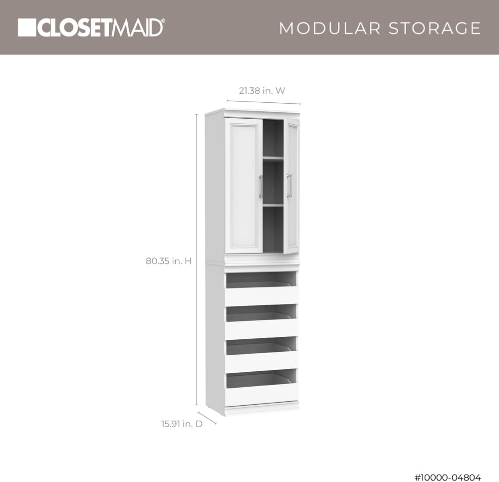 ClosetMaid Modular Storage 21.38-inch W 3-Shelf 4-Drawer Tower Wood Closet Sy...