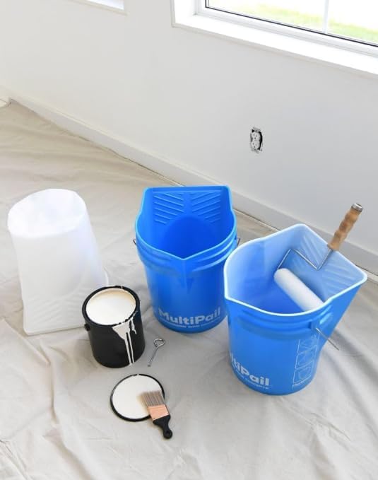 5-Gallon Bucket with Paint Tray, Dustpan Edge, Pour Spout, 3-Pack