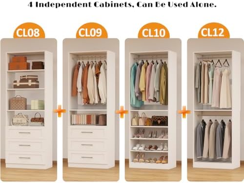 Closet System with 4 Sets, 8-21FT Closet Organizer Systems with 6 Drawers &am...