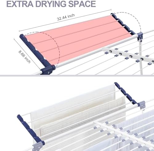 APEXCHASER Clothes Drying Rack, Drying Rack Large Space with 2 Wings