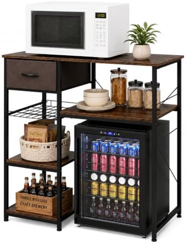 VINGLI Bakers Racks for Kitchens with Storage Mini Fridge Stand Bar Cabinet w...
