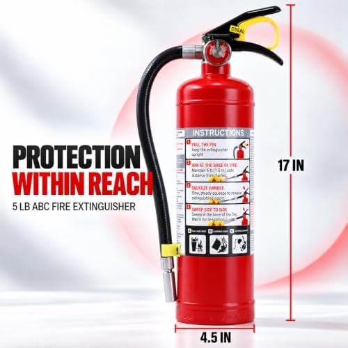 5 lb ABC Dry Chemical Fire Extinguishers 1-Pack for Home & Car
