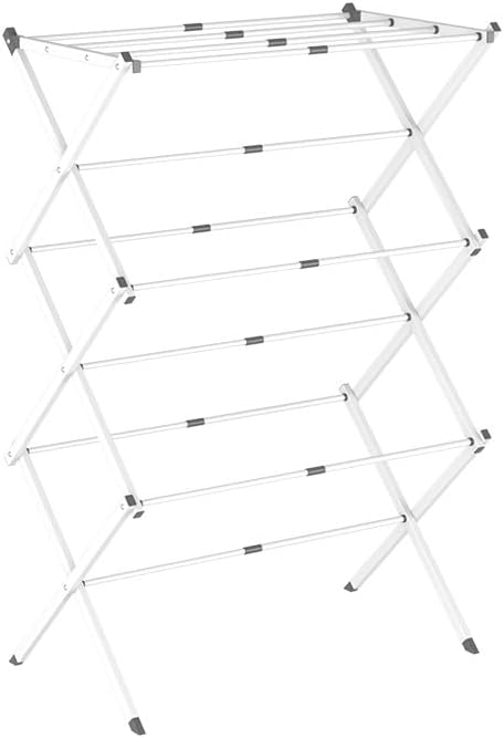 Foldable 3-Tier Clothes Drying Rack Standing Laundry Dry Rack (White)