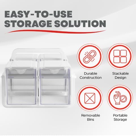 Deflecto Stackable Tilt Bin Caddy – Portable Tilt Bins Storage Organizer for ...