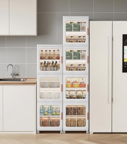4-Tier Tall Narrow Bathroom Storage Cabinet for Small Space,White