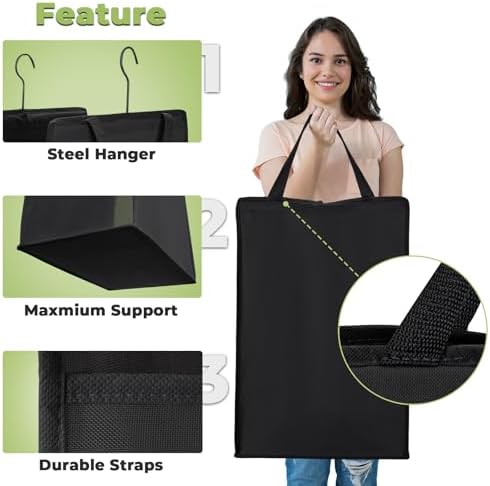 FENTEC Hanging Laundry Hamper,2 Pack Black Hanging Laundry Basket