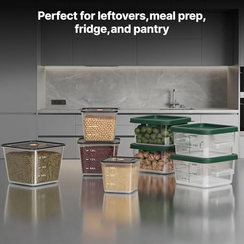 8 Pack Food Storage Containers;Stackable&Durable(0.95+1.5+2.2+3.2+4 * 4qt)