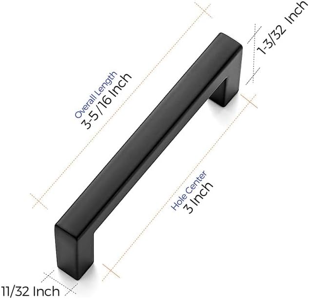 Ravinte Matte Black Cabinet Handles Solid Cabinet Pulls, 3 Inch CC, 35 Pack