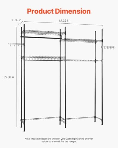VEVOR Over the Washer and Dryer Storage Shelf, 4 Tier Laundry Room Drying Rac...