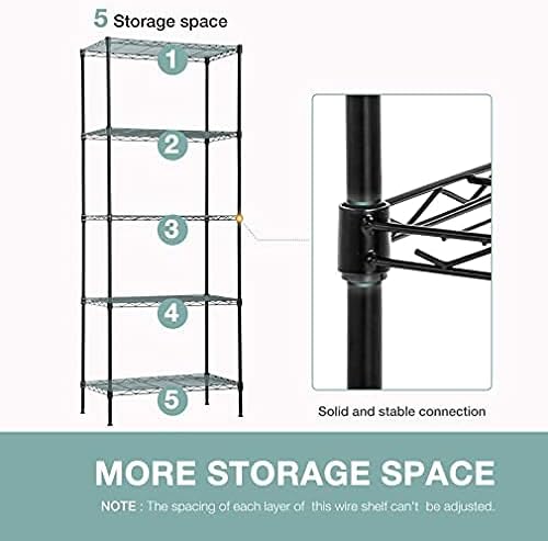 PayLessHere | 5-Tier Wire Shelf | 24"x14"x60" | Black