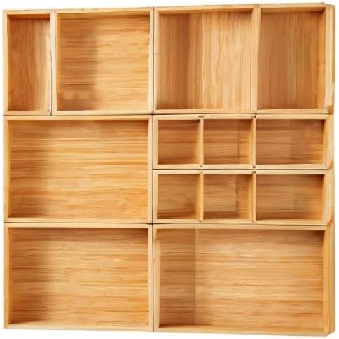Fabsome Drawer Organizer, Set of 9 Bamboo Wood Kitchen Makeup Desk Junk Tea D...