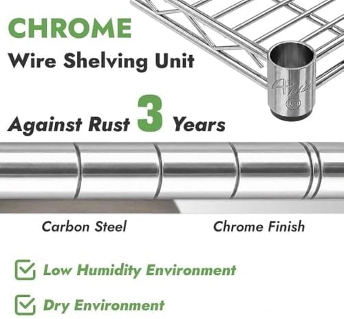 APLSS NSF 4-Tier Chrome Storage Shelves, 14"x48"x63", Dry Envi...