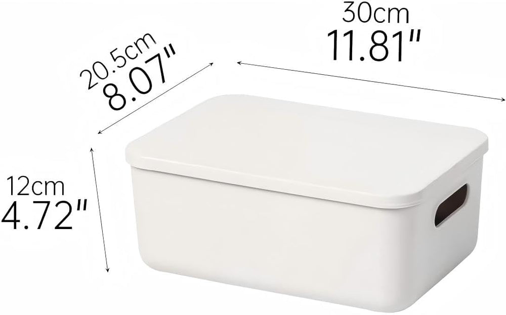 6 Piece Plastic Storage Baskets Boxes with Lids, 11.8x8x4.7 Inch Stackable Or...