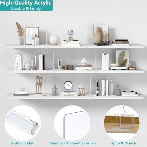 16 PCS Shelf Dividers for Closet Organization Acrylic Clear Closet Shelf Divi...