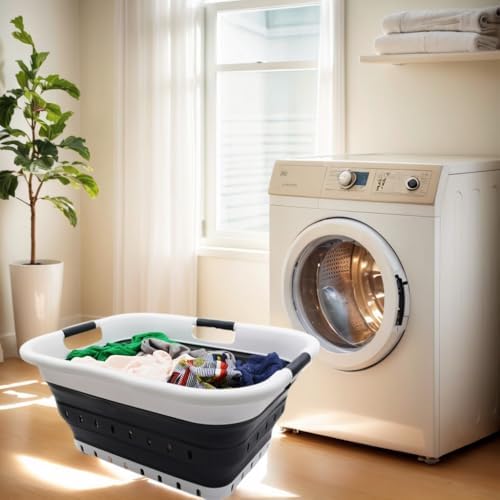 SAMMART 41L (10.8 gallon) Set of 2 Collapsible 3 Handled Plastic Laundry Bask...