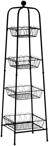 4-Tier Metal Basket Stand for Storage and Organization