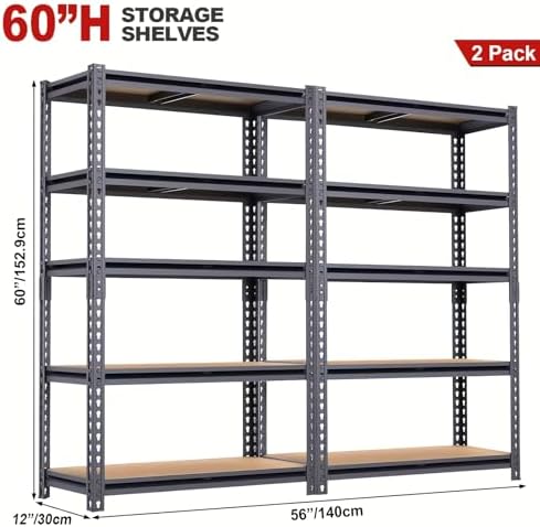 Garage Storage Shelves 2PCS, 60'' H Shelving Units and Storage, 2400 ...
