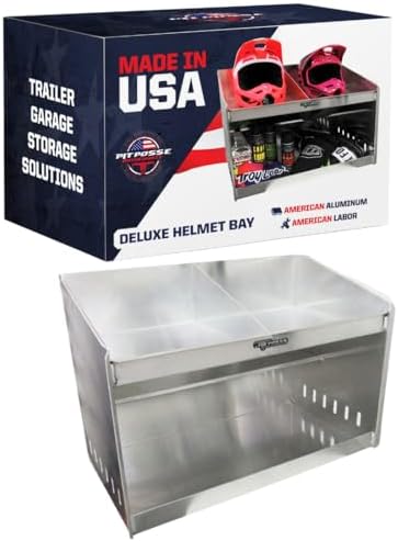 Pit Posse 611 Deluxe Dual Helmet Bay Shelf Holder Aluminum Enclosed Race Trai...