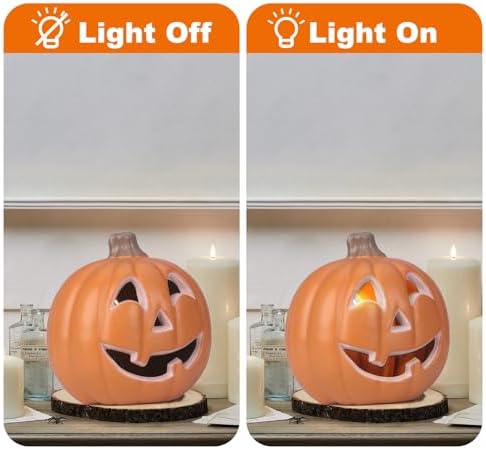 11" Jack O Lantern Halloween Pumpkin Lantern Light Up Pumpkin Decoration...