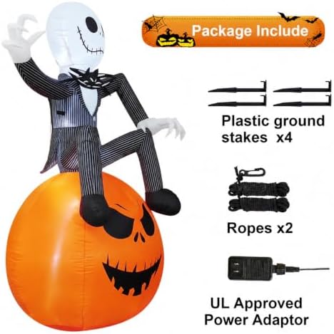 6 Ft Inflatable Halloween Yard Decorations - Outdoor Blow Up Yard Pumpkin Dec...
