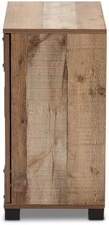 BOWERY HILL 2-Door Shoe Cabinet, Rustic Brown Wood Finish, 24.8" H x 23....