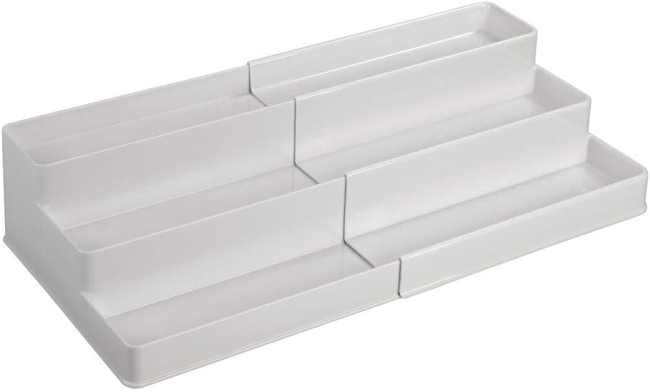 mDesign Plastic Expandable 3-Tier Shelf Rack Organizer - Storage for Bathroom...