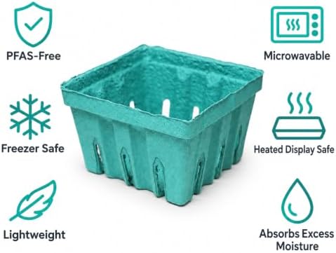 Pactiv 1 Quart Sized Garden Party Berigard Berry Basket Molded Fiber Green | ...