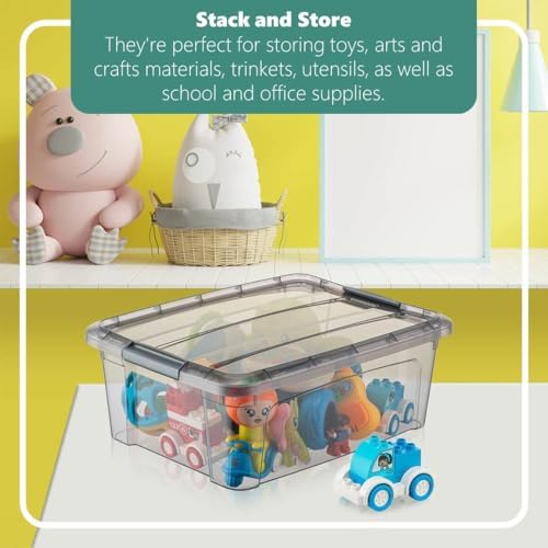 Tribello 12.5 Quart Storage Bins with Lids, Plastic Storage Containers with L...