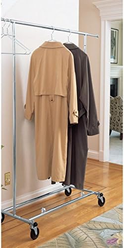 Richards Homewares Adjustable Rolling Garment Rack, 50 to 74.5 L x 22 W x 57 ...
