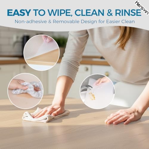 Hersvin Shelf Liners, 22in x 20ft Kitchen Drawer Mats, Non-Adhesive EVA Cupbo...