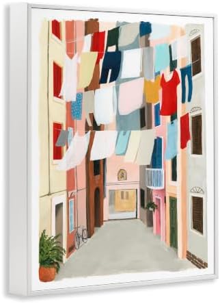 Laundry Clothesline City Apartment, 11 x 14 Inch Framed Giclée Print