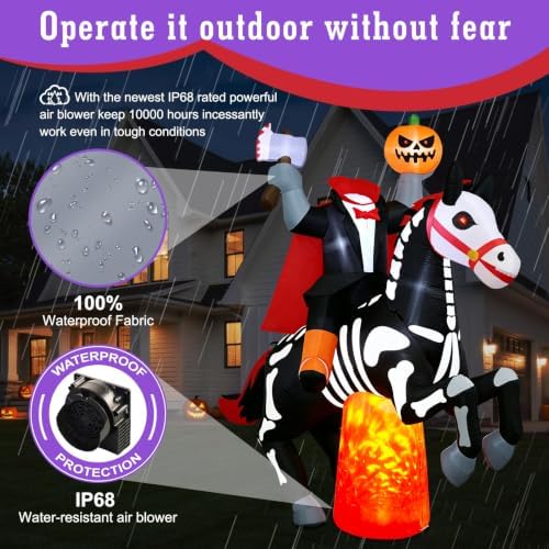 8Ft Halloween Inflatable Headless Horseman Outdoor Blow Up Yard Decorations