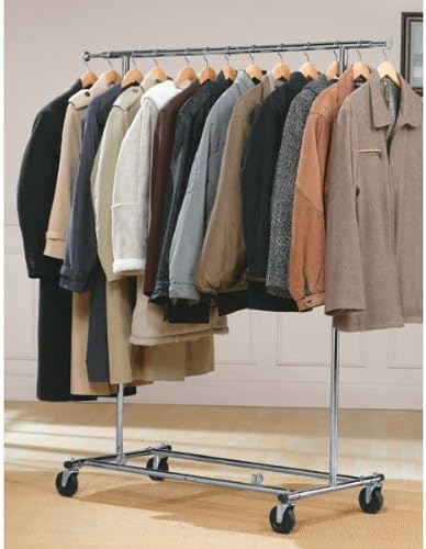 Richards Homewares Adjustable Rolling Garment Rack, 50 to 74.5 L x 22 W x 57 ...