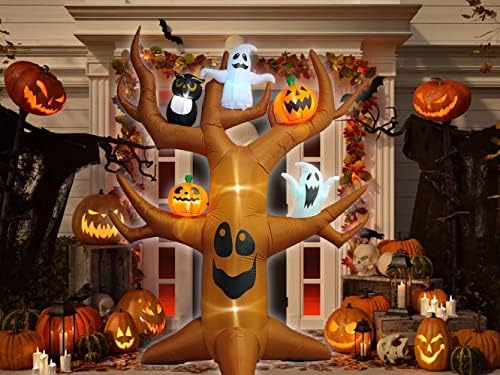 9ft Halloween Inflatable Ghost Tree Halloween Airblown Inflatable Outdoor Dec...