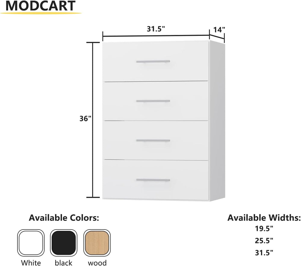 4 Drawer Short Tower Closet Unit, Modular Closet System, Wood Closet System O...
