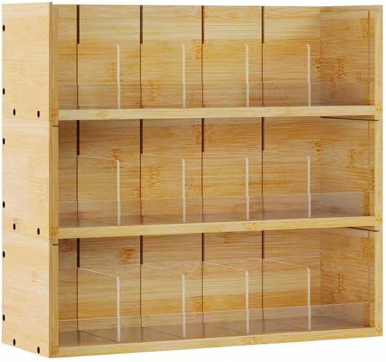 X-cosrack Bamboo Tea Bag Organizer Storage Box, 3 Tier Stackable Tea Bag Box ...