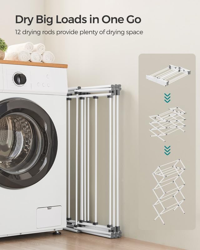 SONGMICS Foldable Clothes Drying Rack, 29.5 x 14.6 x 53.1 Inches
