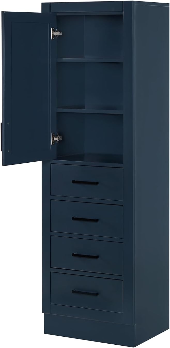 ARIEL Hepburn Bathroom Storage Cabinet - Solid Hevea Wood, Fully Assembled fo...