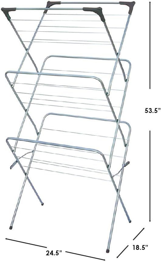 Metal Clothes Rack for Hanging Clothes (Silver), by Home Basics | 3 Tier Port...